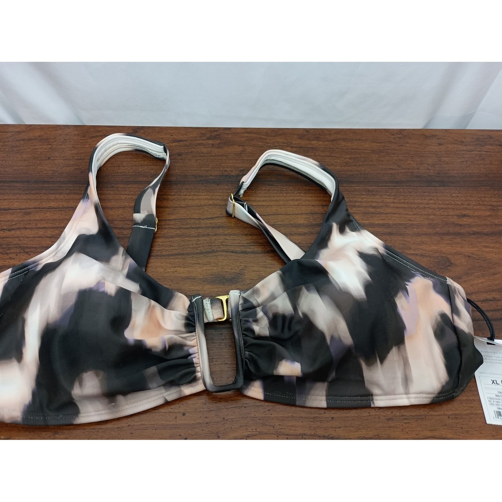 Nwt Shade and shore black orange cream tie dye beach pool swimwear XL bikini top